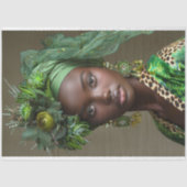 Papier Mousseline Découpage de flamme vert émeraude (Recto)