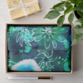 Papier Mousseline Découpage de fleurs Abstraites Turquoises bleues (Cadeau)