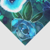 Papier Mousseline Découpage de fleurs Abstraites Turquoises bleues (Détail)