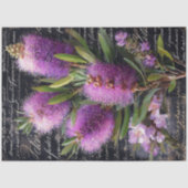 Papier Mousseline Découpage de fleurs de brosse à fond violet (Recto)