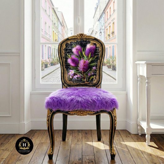 Papier Mousseline Découpage de fleurs de brosse à fond violet