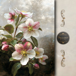 Papier Mousseline Découpage de Fleurs de Pommier Roses de Style Pict