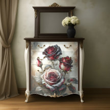 Decoupage de fleurs de rose rouge antique