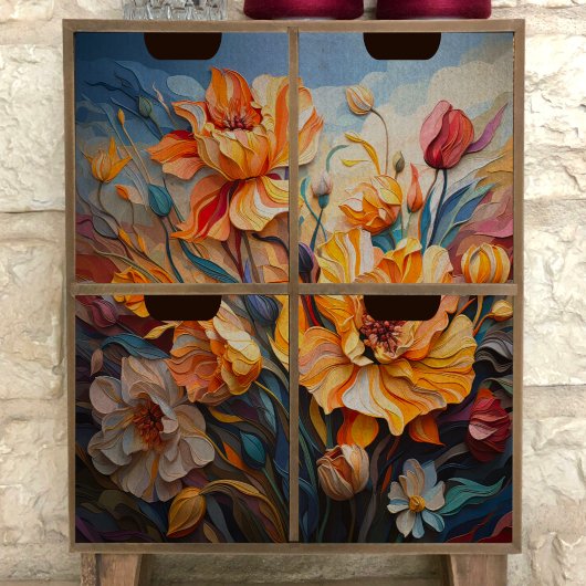 Papier Mousseline Découpage de fleurs peintes