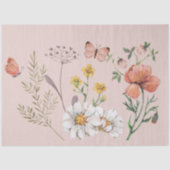 Papier Mousseline Découpage de fleurs sauvages rose pêche rose poudr (Recto)