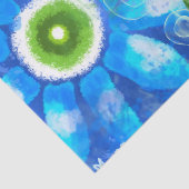 Papier Mousseline Découpage de fleurs Turquoises blanches (Détail)