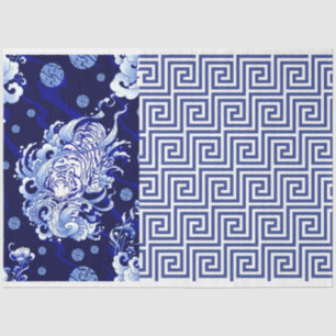 Papier Mousseline Découpage de flux bleu Tiger en Chine bleue