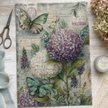 Découpage de jardin papillon hydrangea vintage