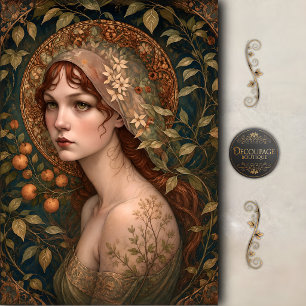 Papier Mousseline Découpage de jeune fille Art Nouveau en milieu boi