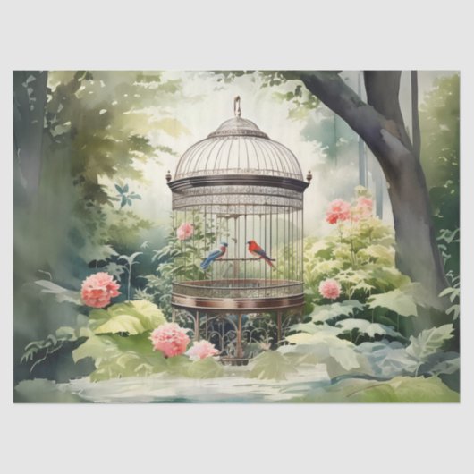 Papier Mousseline Découpage de la cage d'oiseaux victorienne (Recto)