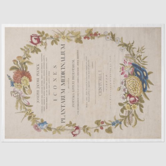 Papier Mousseline Découpage de la couronne botanique antique (Recto)