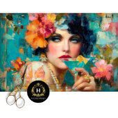 Papier Mousseline Découpage de la femme de Martini bleu