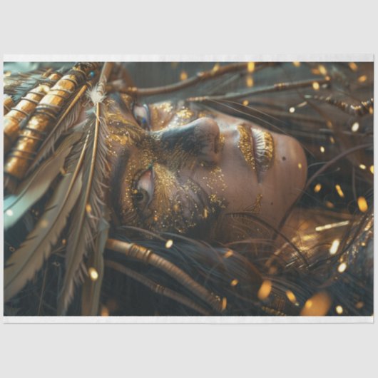 Papier Mousseline Découpage de la femme indienne peinte en guerre (Recto)