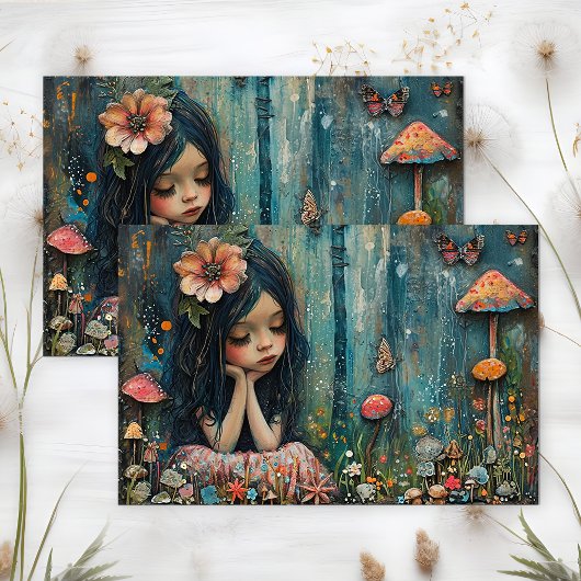 PAPIER MOUSSELINE DÉCOUPAGE DE LA FOREST FOREST DE CHAMPIGNONS