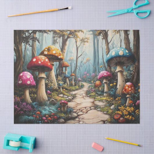 Papier Mousseline Découpage de la forêt de champignons enchantés (Artisanat)