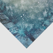 Papier Mousseline Découpage de la forêt de pins d'hiver turquoise (Détail)