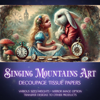 Papier Mousseline Découpage de la forêt vintage d'Alice et de Lapin