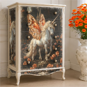 Papier Mousseline Découpage de la licorne à ailes de papillon orange