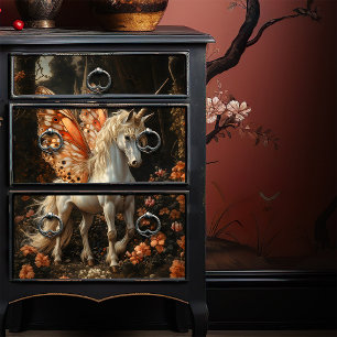 Papier Mousseline Découpage de la licorne à ailes de papillon orange