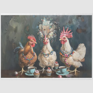 Papier Mousseline Découpage de la partie thé poulet vintage