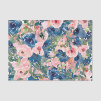 Papier Mousseline Découpage de la plage et des fleurs d'aquarelle bl