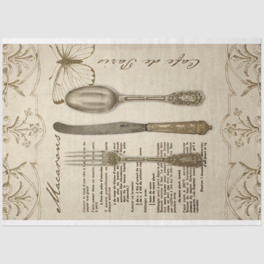 Papier Mousseline Découpage de la recette Macarons vintage (Recto)