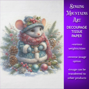 Papier Mousseline Découpage de la souris de Noël rustique Woodland