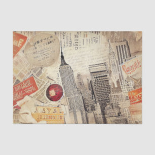 Papier Mousseline Découpage de la ville de New York vintage
