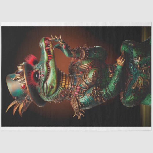 Papier Mousseline Découpage de l'alligator vert vapeur (Recto)