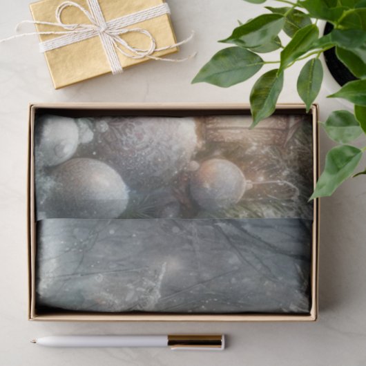 Papier Mousseline Découpage de lapin blanc en bois d'hiver (Cadeau)