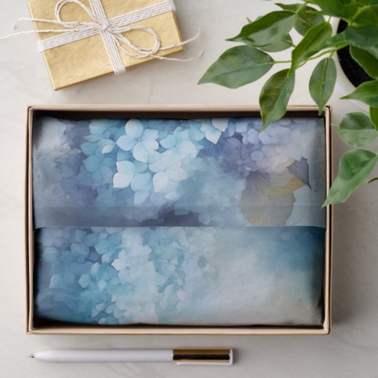 Papier Mousseline Découpage de l'aquarelle bleue Hydrangea (Cadeau)