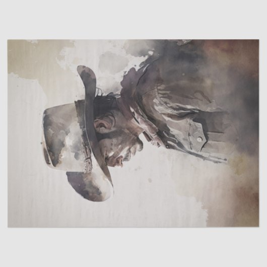 Papier Mousseline Découpage de l'aquarelle occidentale Cowboy (Recto)