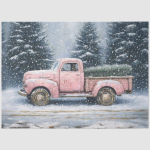 Papier Mousseline Découpage de l'arbre de Noël du camion Vintage ros