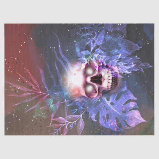 Papier Mousseline Découpage de l'arc-en-ciel de crâne brillant (Recto)