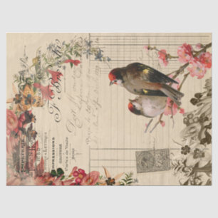 Papier Mousseline Découpage de l'Ephémère aux oiseaux floraux