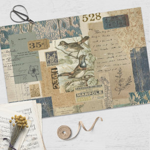 Papier Mousseline Découpage de l'éphémère bleu vintage