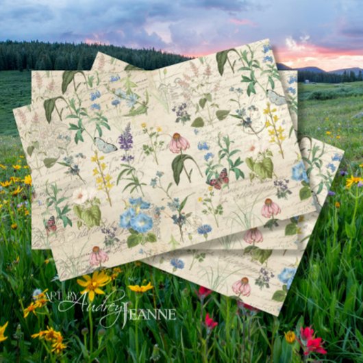 Papier Mousseline Découpage de l'Ephémère de prairie florale Fleur s