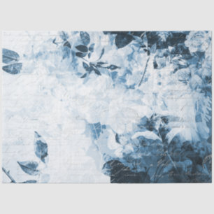 Papier Mousseline Découpage de l'Ephémère Vintage bleu et blanc flor