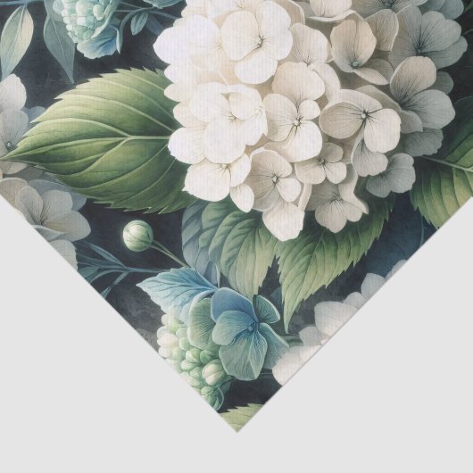 Papier Mousseline Découpage de l'Hydrangée botanique blanche (Détail)