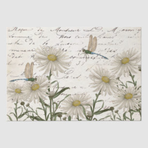 Papier Mousseline Découpage de libellule de fleur sauvage de script