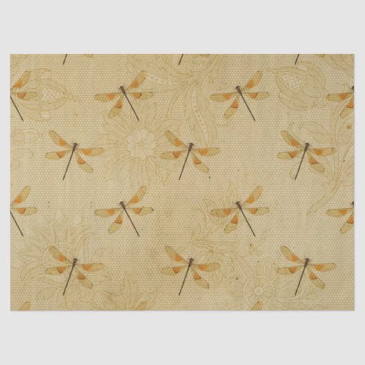 Papier Mousseline Découpage de libellule jaune et orange (Recto)