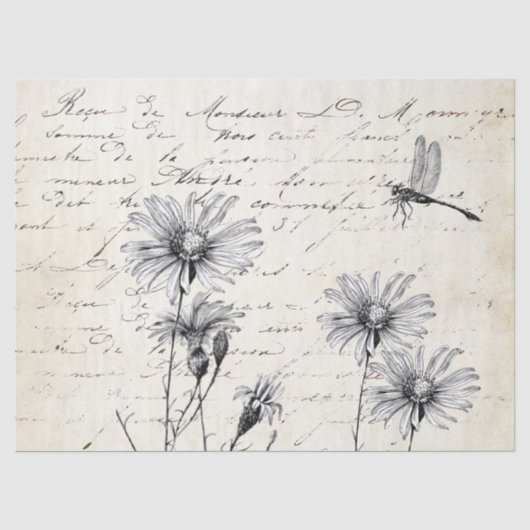 Papier Mousseline Découpage de libellules Fleur sauvage de script fr (Recto)
