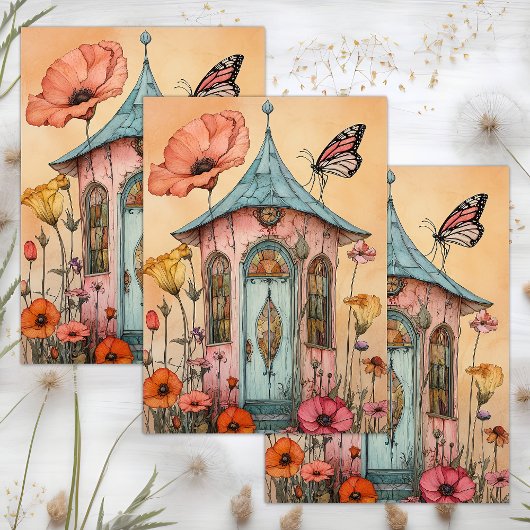 PAPIER MOUSSELINE DÉCOUPAGE DE MAISON WHIMSICAL GARDEN FAIRY