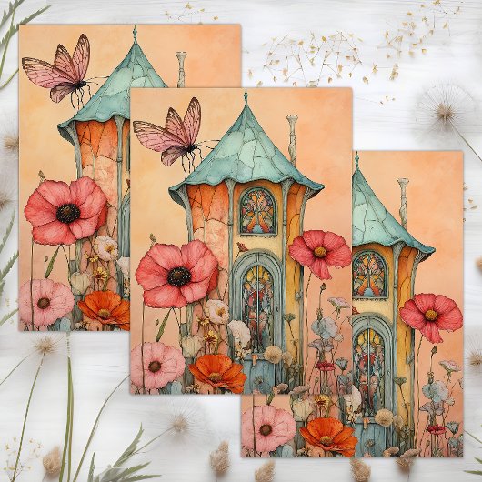 PAPIER MOUSSELINE DÉCOUPAGE DE MAISON WHIMSICAL GARDEN FAIRY
