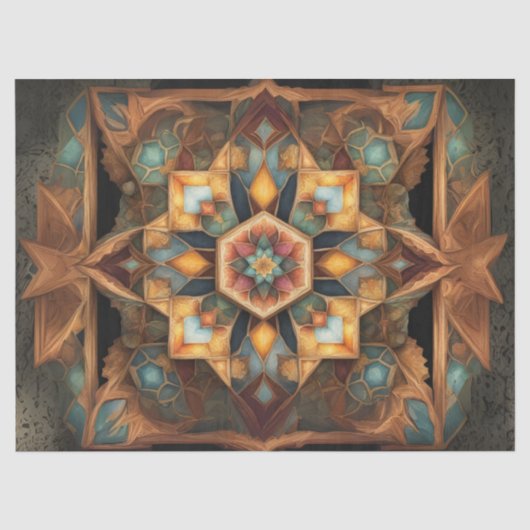 Papier Mousseline Decoupage de mandala de couleurs assourdies (Recto)