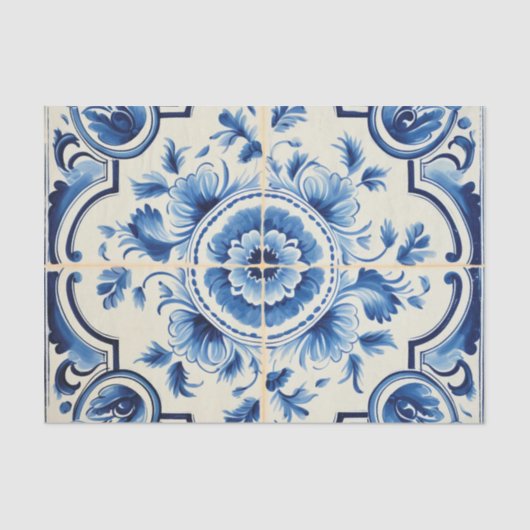 Papier Mousseline Découpage de motif portugais mignon (Recto)