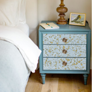Papier Mousseline Découpage de Motif Vintage de défilement Blue Gold
