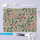Papier Mousseline Découpage de Noël À feuillage persistant Holly et (Artisanat)