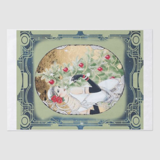 Papier Mousseline Découpage de Noël Art déco vintage (Recto)