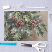 Papier Mousseline Découpage de Noël Holly et Pinecones (Artisanat)
